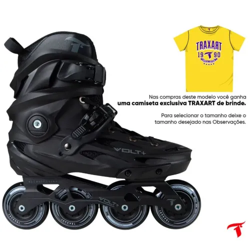 Patins Traxart Volt+ 2.0 Preto - 80mm ABEC-9