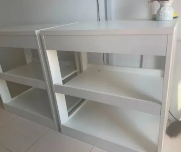 Conjunto 2 móveis brancos 3 andares | mdf branco | 3 prateleiras | estante