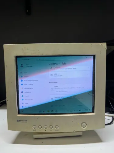 MONITOR CRT TUBO VINTAGE BRANCO ANTIGO