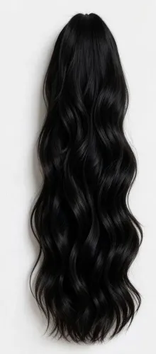 **Aplique de cabelo humano para rabo de cavalo preto ondulado**