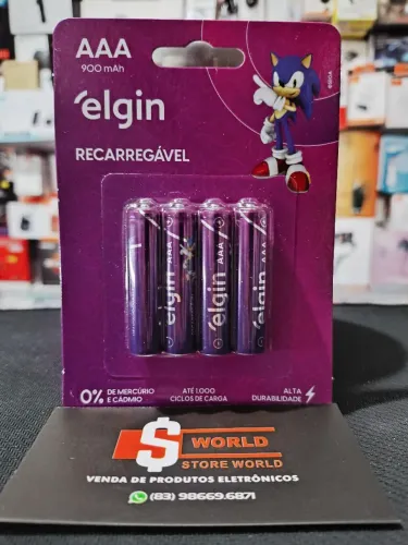 4 pilhas Recarregáveis AAA Elgin Original - produto novo. Loja Store World