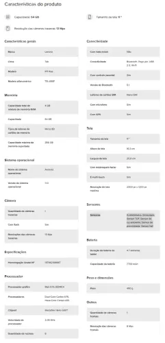 Tablet Lenovo Tab P11 Plus 64gb (Usado)