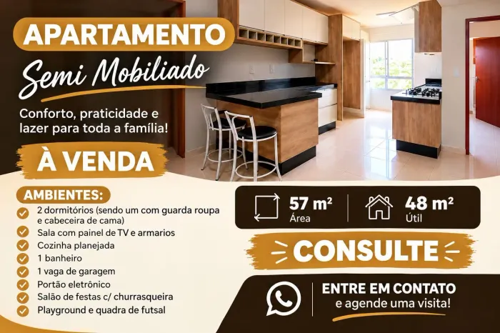APARTAMENTO SEMI MOBILIADO À VENDA!