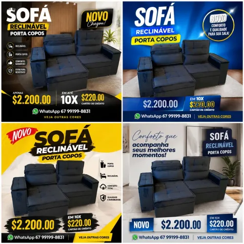 Sofá reclinável oferta domingo aproveite veja as cores