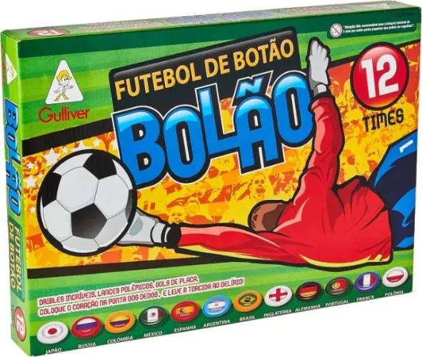 FUTEBOL DE BOTÃO GULLIVER, COM 12 TIMES MAIS O CAMPO