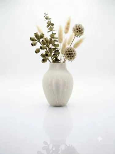 Vaso Decorativo Ondulado Minimalista Escandinavo 19cm Bege