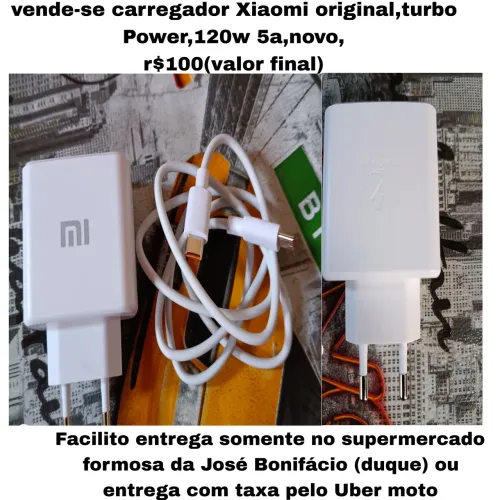 Carregador Xiaomi original turbo Power 120w tipo c novo r$100(valor final)