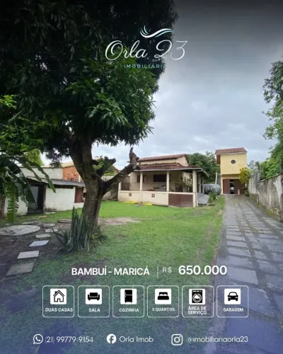 BAMBUÍ, ORLA 23 IMOBILIÁRIA VENDE! Duas casas no mesmo terreno próximo da praça