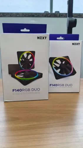3 Ventoinhas + Controladora NZXT F140 RGB Duo, 140mm, Led RGB, Preto