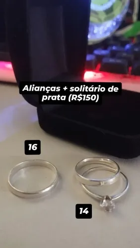 ALIANÇAS DE PRATA TAMANHO 14 E 16