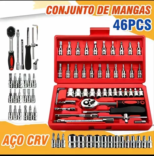 Kit Ferramenta 46 Peças Versátil | Com Catraca, Soquete e Chave Allen