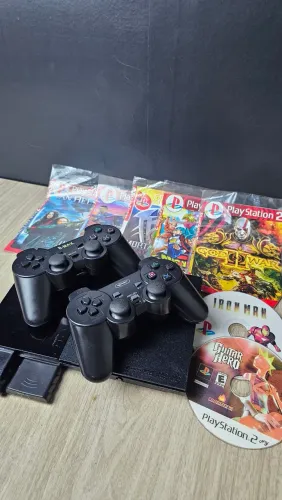 Ps2 + controles sem fio + jogos