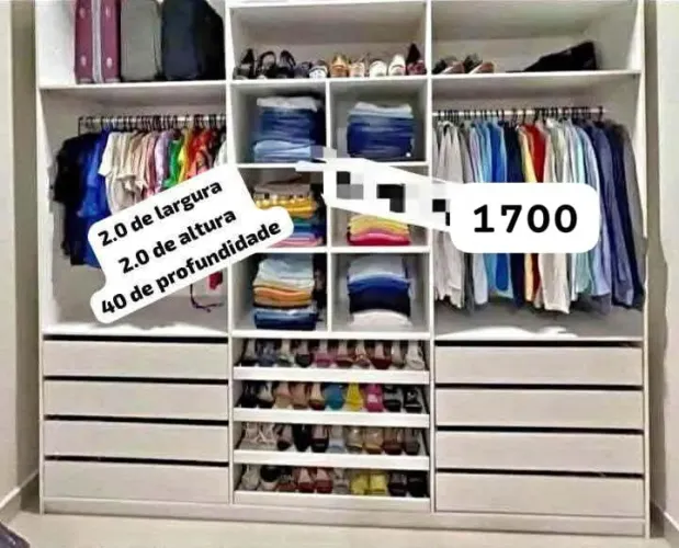 Closet 40 profundidade com fundo 