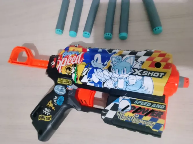 LANÇA DADOS TIPO NERF PISTOLA DE BRINQUEDO CRIANÇA