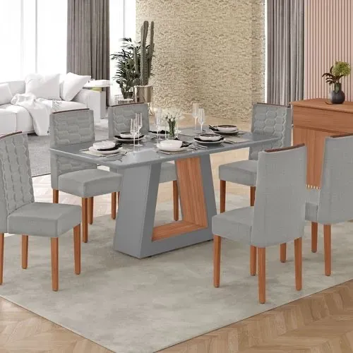 Conjunto Sala de Jantar Heloize com 6 Cadeiras Coral - Tuboarte