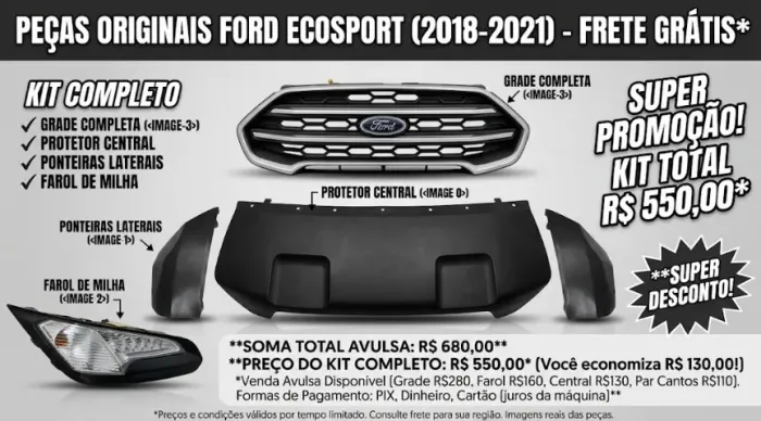 Peças Originais Ford EcoSport 2018 a 2021 - Grade / Farol