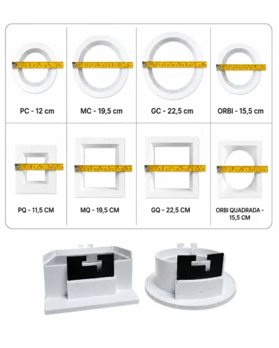 aro embutir diversos tamanhos branco teto iluminação somente aro com inserto metalico
