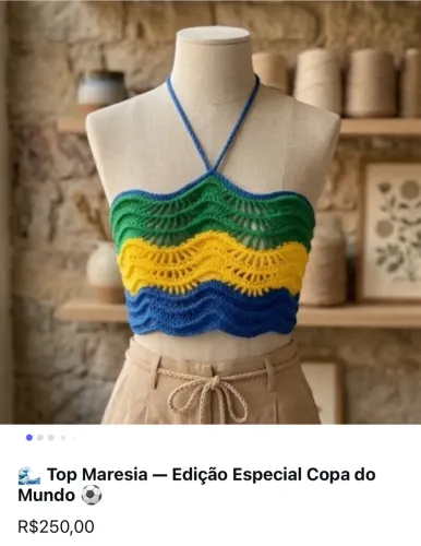 Top crochet maresia copa do mundo 