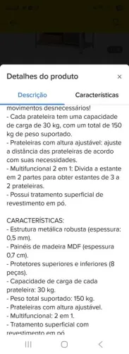 Estante DecoTeam 5 Prateleiras 1,80m - Nova na Caixa