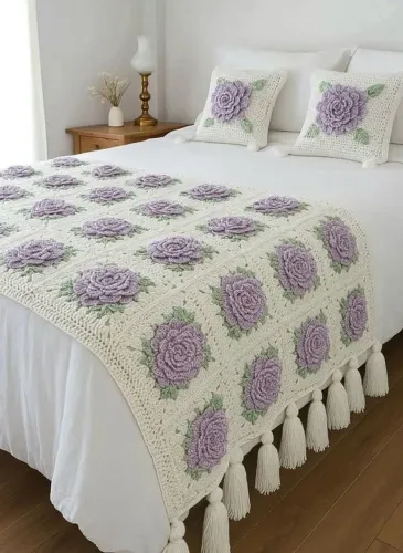 Peseira de crochê para cama