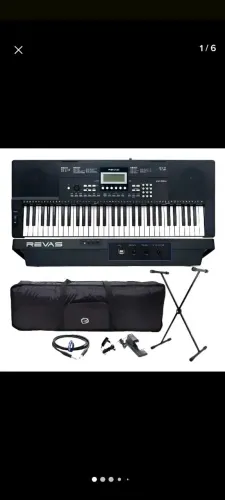 Teclado revas kb 330 com capa estante e pedal