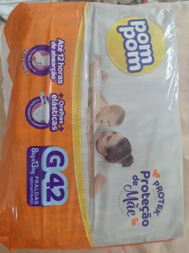 Fralda pompom G com 42 unidades
