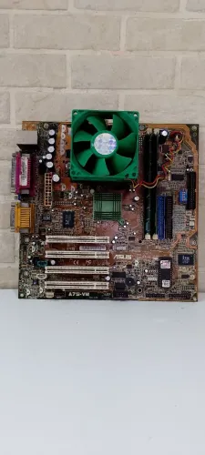 Placa-mãe ASUS modelo A7S-VM  c/ Processador/Memória e Cooler (Leia a descrição abaixo)