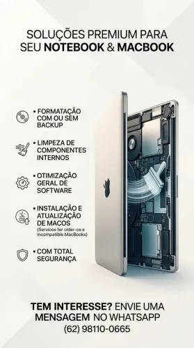 Manutenção especializada em MacBooks e geral em Notebooks