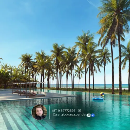 Apartamento térreo, com piscina e jardim privativos. Localizado em Resort beira mar de Car