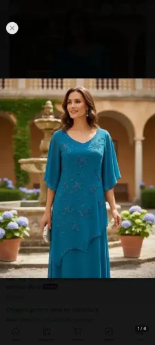 Vestido Azul Turquesa em Chiffon