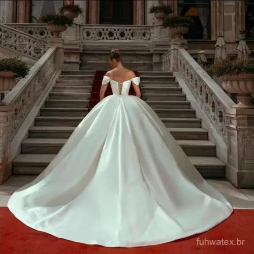 Vestido de noiva branco- cetim 