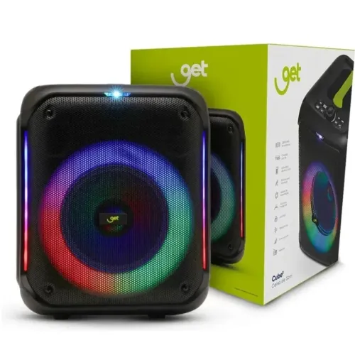 Caixa de Som Bluetooth Get Cube² 250W RMS LED RGB TWS Rádio FM<br>