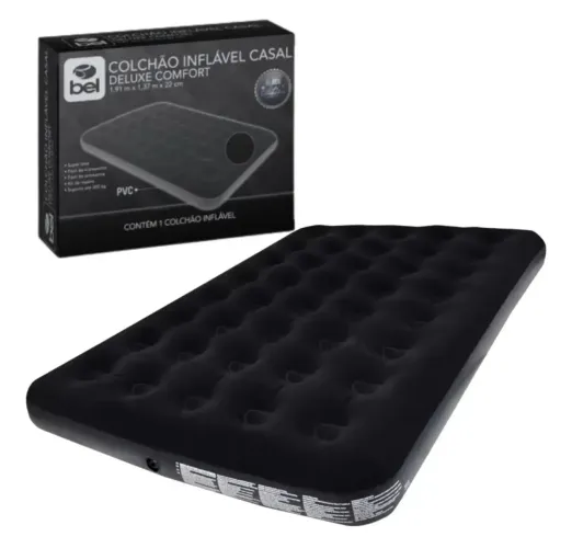 COLCHÃO INFLÁVEL CASAL DELUXE PRETO BELFIX