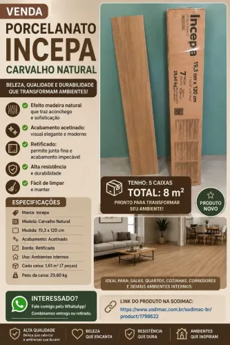 Porcelanato incepa carvalho natural