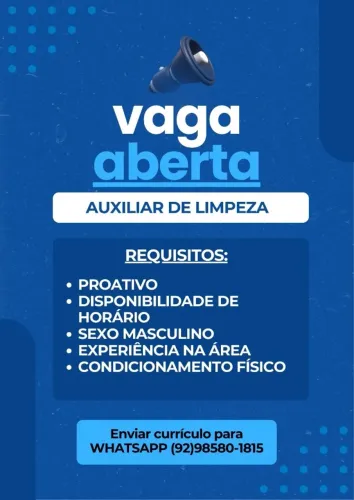 Vaga Aux de limpeza