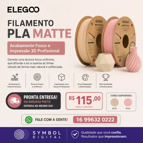 NOVO FILAMENTO PLA MATTE ELEGOO - ACABAMENTO PREMIUM