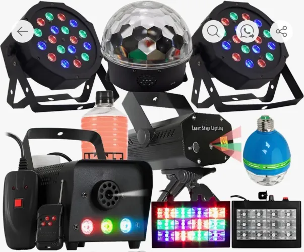 Kit Iluminação Festa profissional 9 em 1 + Máquina de bolha de sabão profissional
