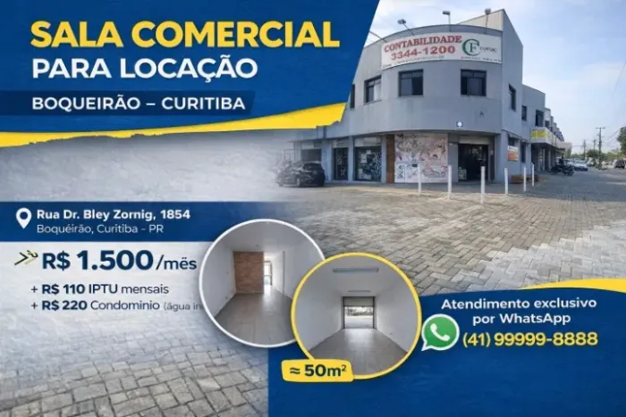 SALA COMERCIAL PARA LOCAÇÃO NO BOQUEIRÃO - 50M² - EXCELENTE LOCALIZAÇÃO