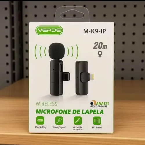 Microfone Lapela Sem Fio Para IPhone ou Tipo-C