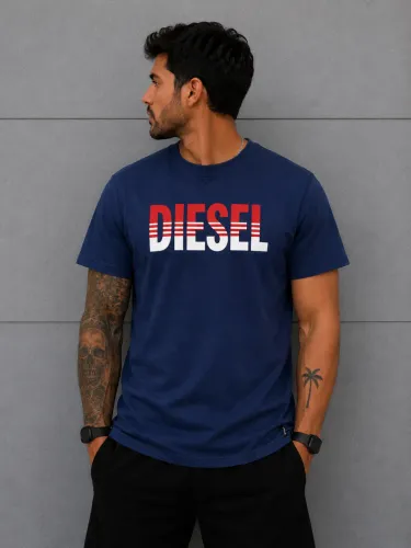 Camiseta Diesel Azul Escuro - Malha Peruana Casual Premium 30:1