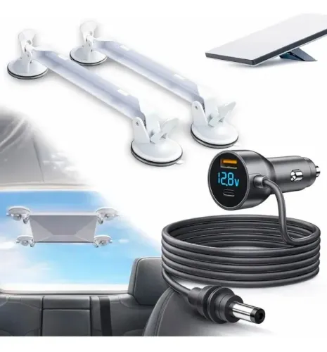 Kit Suporte + Cabo com visor 3m Starlink Mini Ventosa Veicular 12v/24v