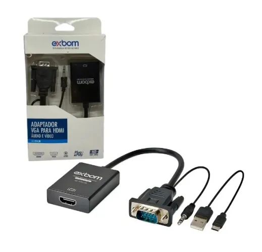 Adaptador Conversor VGA Para HDMI Com Áudio Exbom