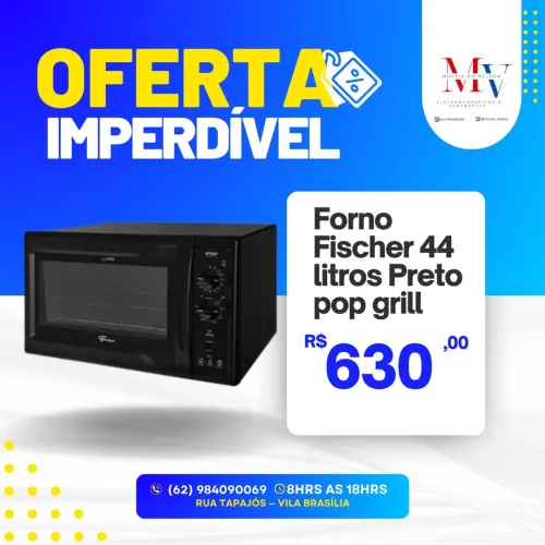 Forno Fischer 44 litros pop preto 