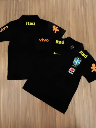 Brasil Camisa Copa Polo Black
