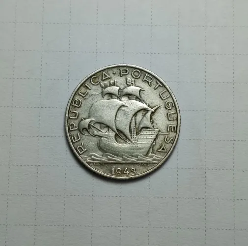 Moeda de 2,5 Escudos em Prata - Portugal - 1943