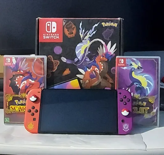 Nintendo Switch Oled Edição Pokémon + Jogos Scarlet e Violet fisico