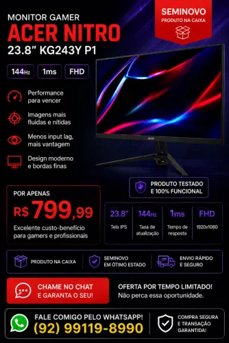 MONITOR GAMER ACER NITRO 23,8" KG 243Y