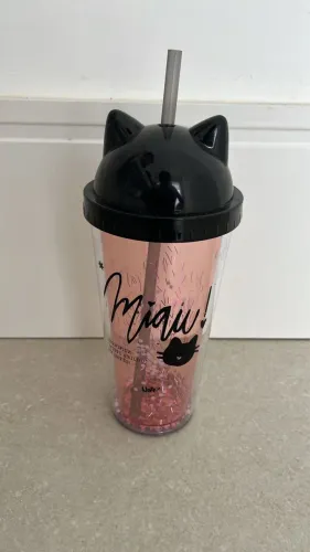 Copo Imaginarium de gatinho com canudo