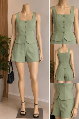 Conjunto em linho verde