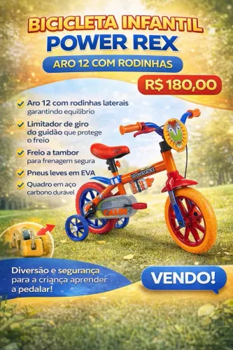 Bicicleta infantil aro 12 Power Rex Caloi